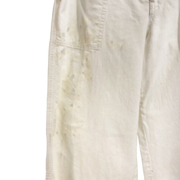 Free People White Paint Splatter Wide Leg Pants Sz 6 - Picture 4 of 15